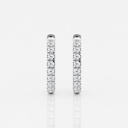 Round Moissanite French Pave Hoop Earrings