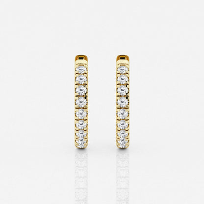 Round Moissanite French Pave Hoop Earrings
