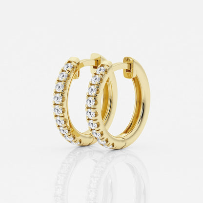 Round Moissanite French Pave Hoop Earrings