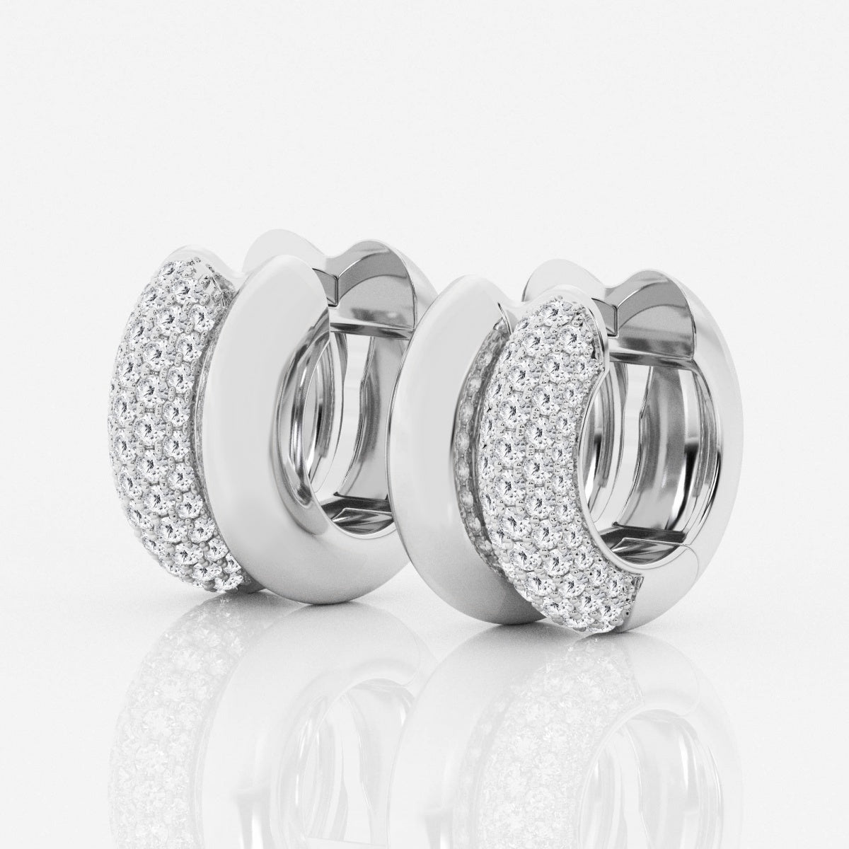 Round Moissanite High Polish Double Hoop Earrings – view 3