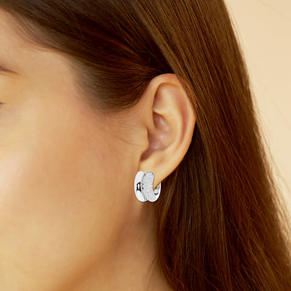Round Moissanite High Polish Double Hoop Earrings