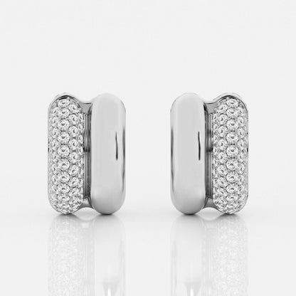 Round Moissanite High Polish Double Hoop Earrings