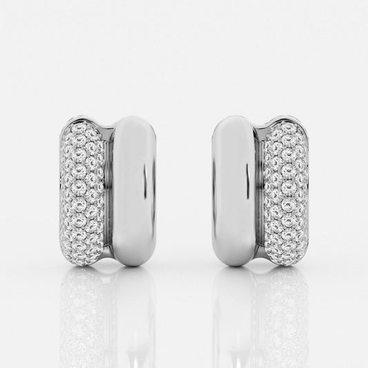 Round Moissanite High Polish Double Hoop Earrings