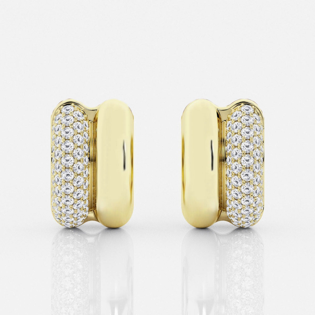 Round Moissanite High Polish Double Hoop Earrings – view 4