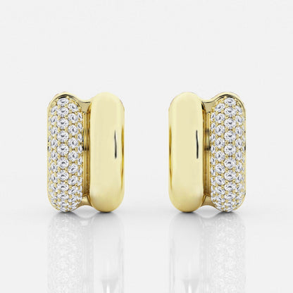Round Moissanite High Polish Double Hoop Earrings