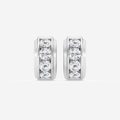 Round Moissanite Bold Gold Four Stone Huggie Hoop Earrings