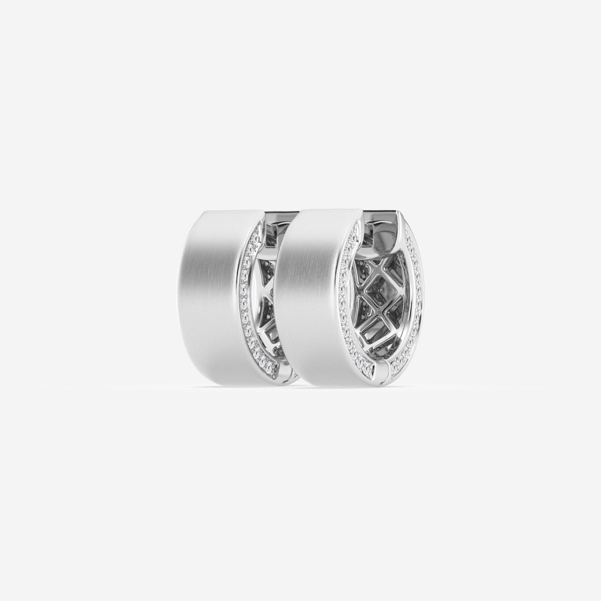 Round Moissanite Hoop Earrings- Satin Finish – view 2
