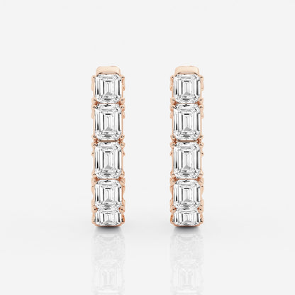 Emerald Moissanite Inside Out Hoop Earrings