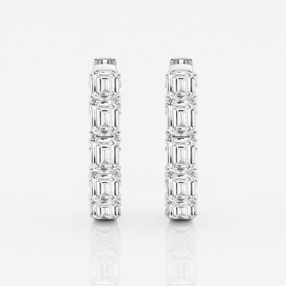 Emerald Moissanite Inside Out Hoop Earrings