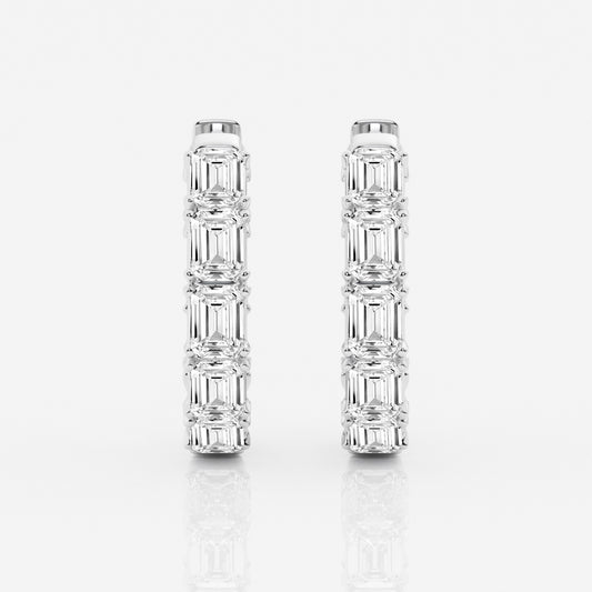 Emerald Moissanite Inside Out Hoop Earrings