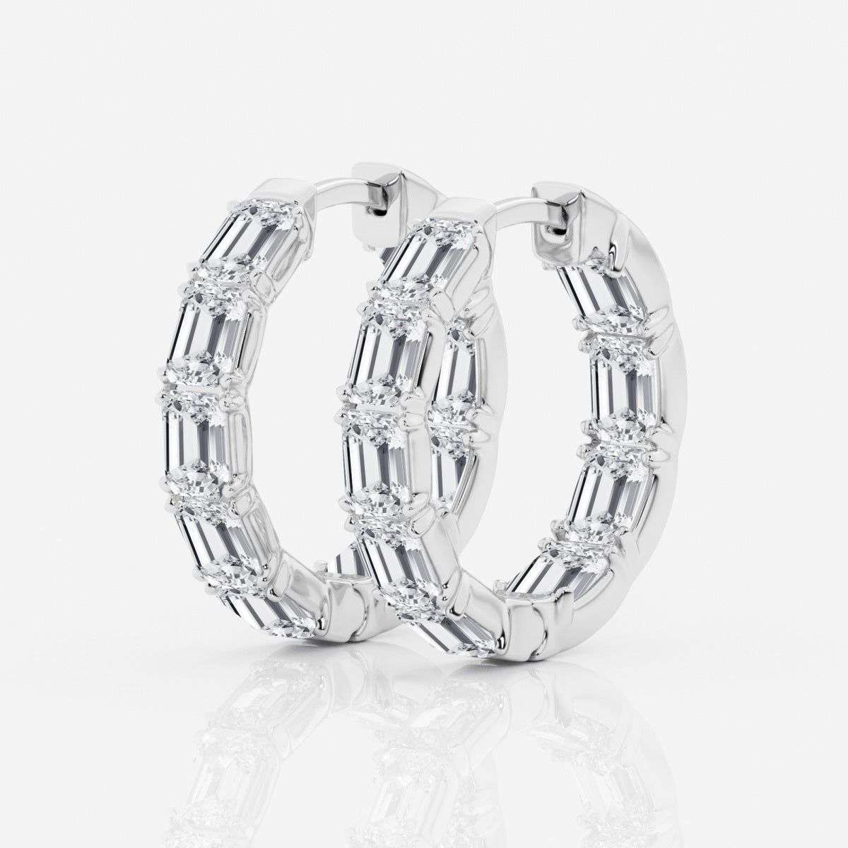 Emerald Moissanite Inside Out Hoop Earrings – view 2