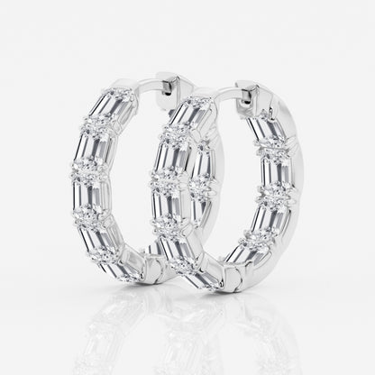 Emerald Moissanite Inside Out Hoop Earrings