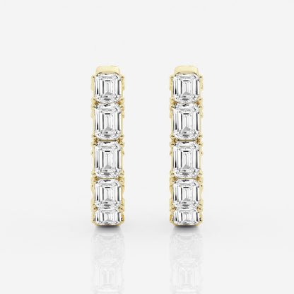 Emerald Moissanite Inside Out Hoop Earrings