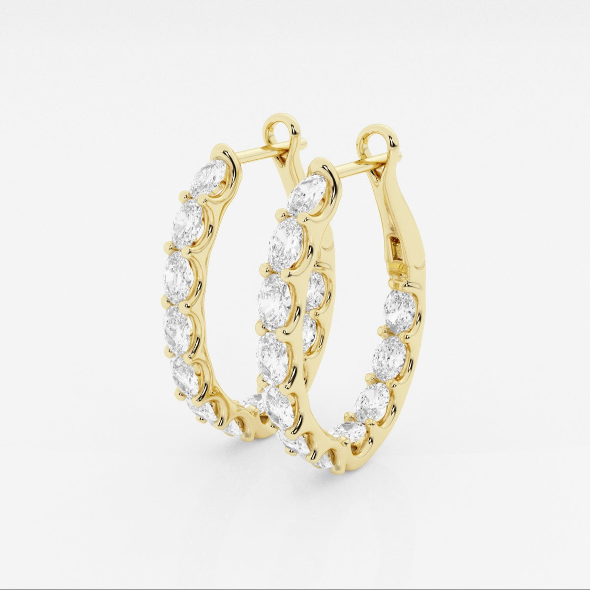 Oval Moissanite Out Hoop Earrings – view 2