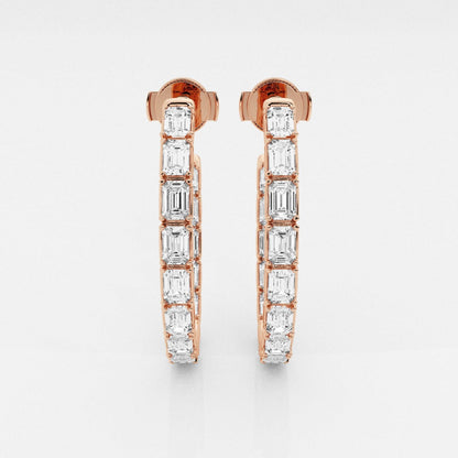 Emerald Moissanite Inside Out J Hoop Earrings