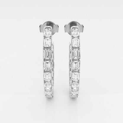 Emerald Moissanite Inside Out J Hoop Earrings