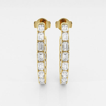 Emerald Moissanite Inside Out J Hoop Earrings