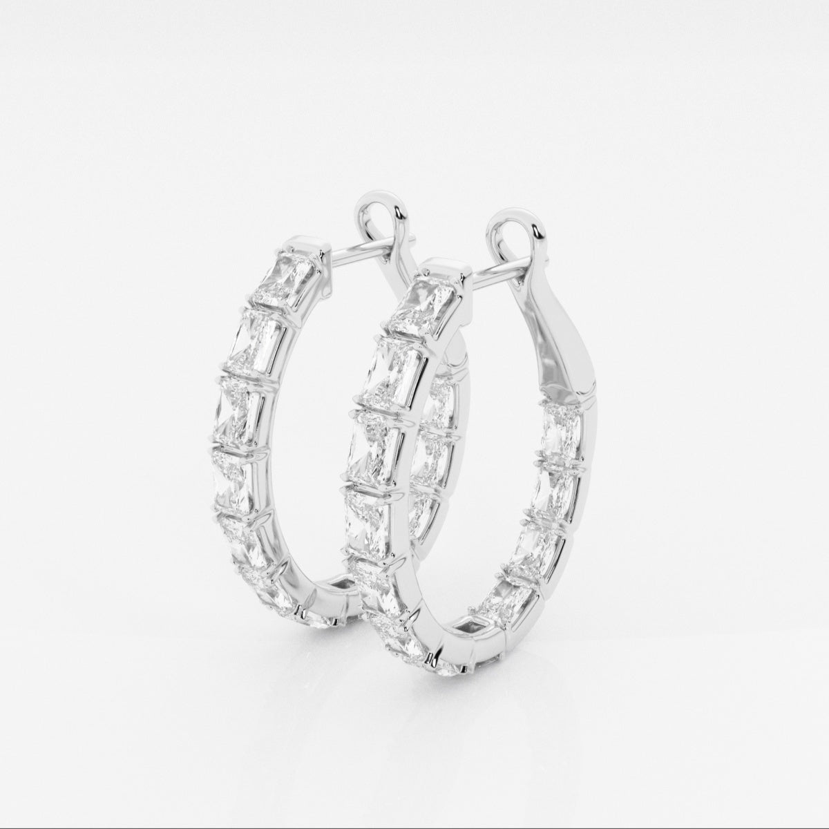Emerald Moissanite Inside Out Hoop Earrings – view 2
