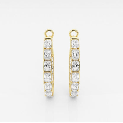 Emerald Moissanite Inside Out Hoop Earrings
