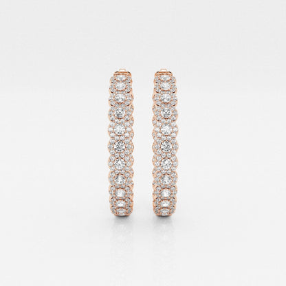 Round Moissanite Inside Out Halo Hoop Earrings