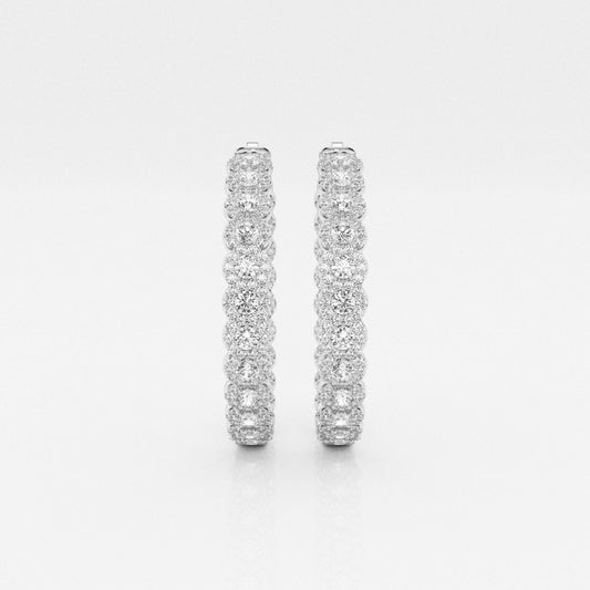 Round Moissanite Inside Out Halo Hoop Earrings