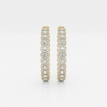 Round Moissanite Inside Out Halo Hoop Earrings