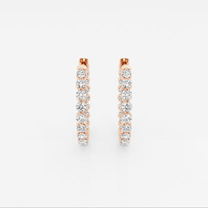 Round Moissanite Inside Out Floating Hoop Earrings
