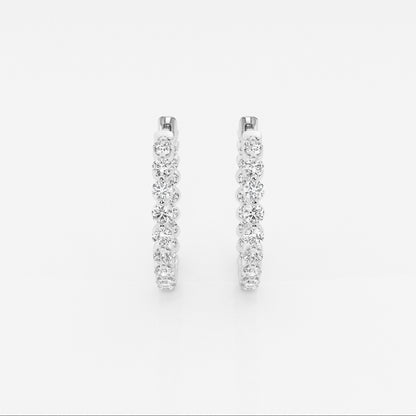 Round Moissanite Inside Out Floating Hoop Earrings