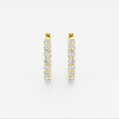 Round Moissanite Inside Out Floating Hoop Earrings