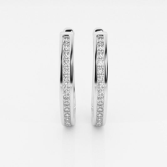 Princess Moissanite Channel Set Hoop Earrings