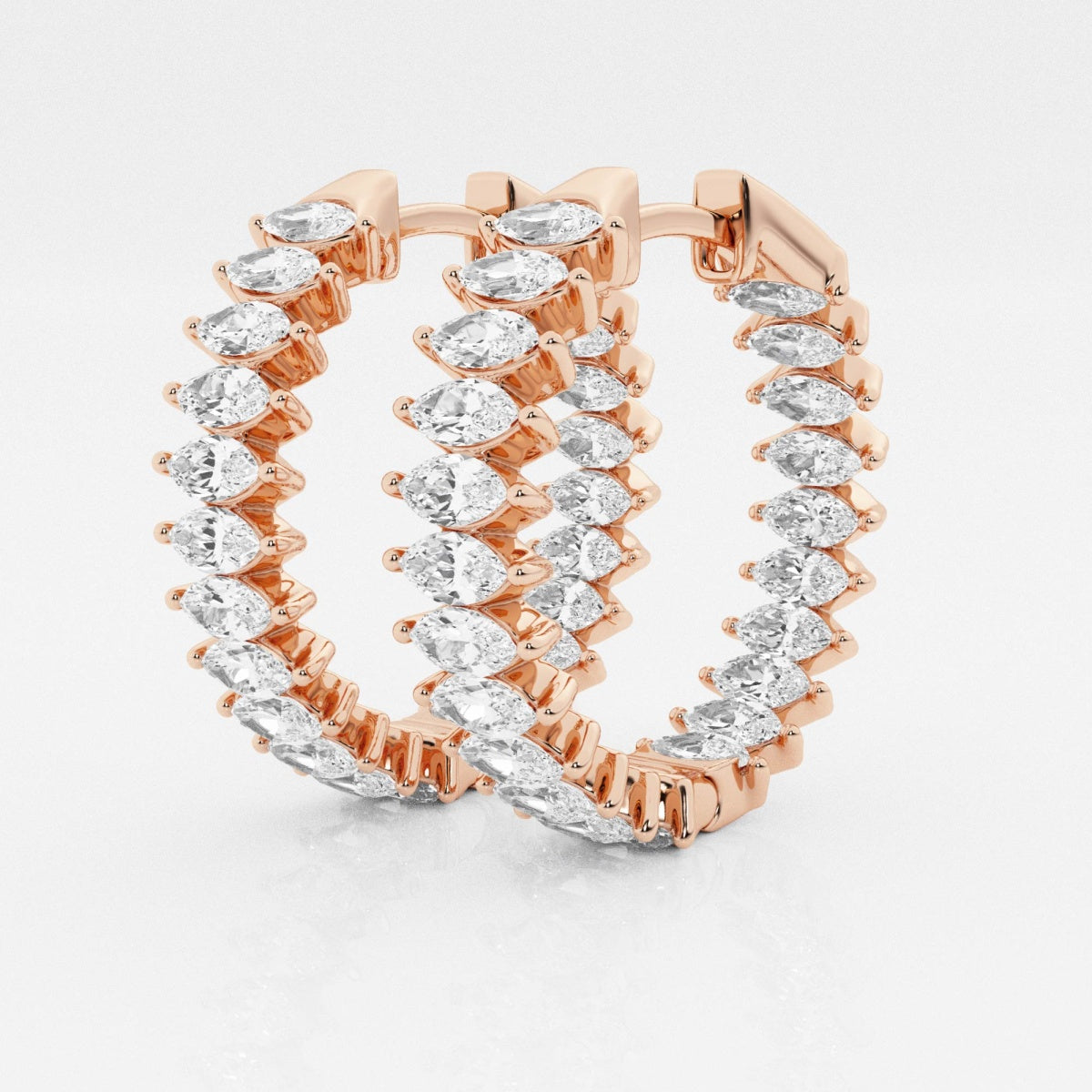 Marquise Moissanite Inside Out Hoop Earrings – view 3