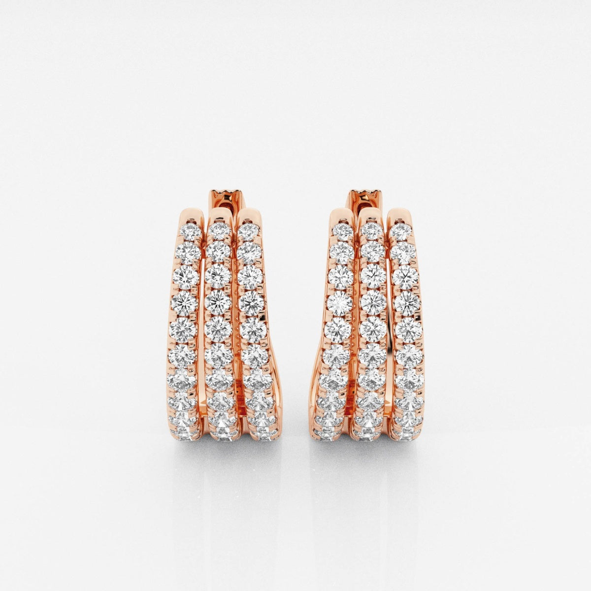 Round Moissanite Triple Row Hoop Earrings – view 5