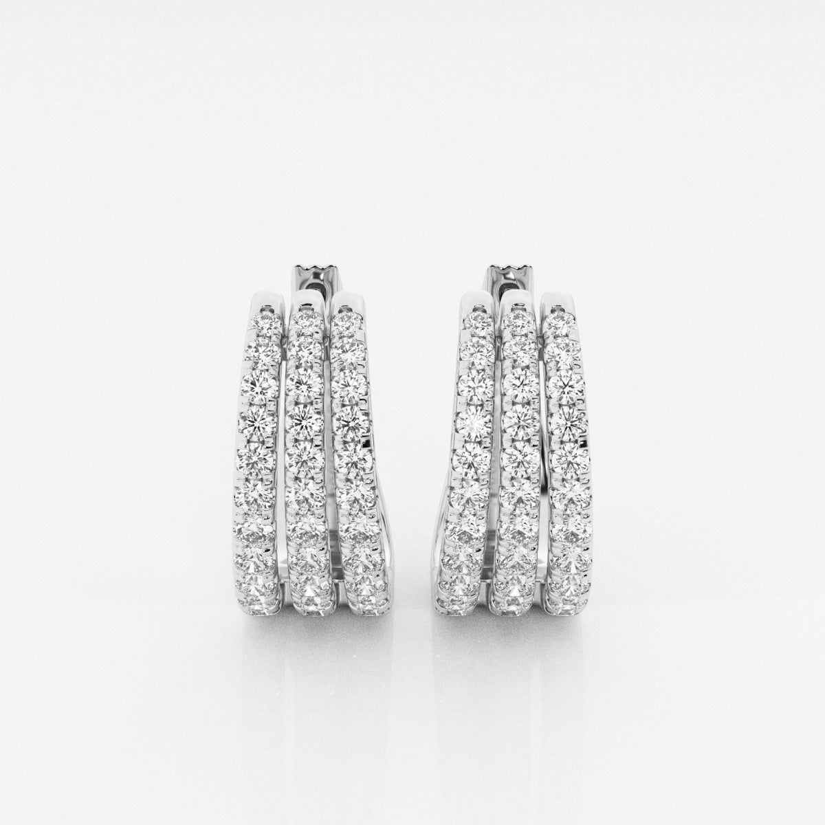 Round Moissanite Triple Row Hoop Earrings – view 2