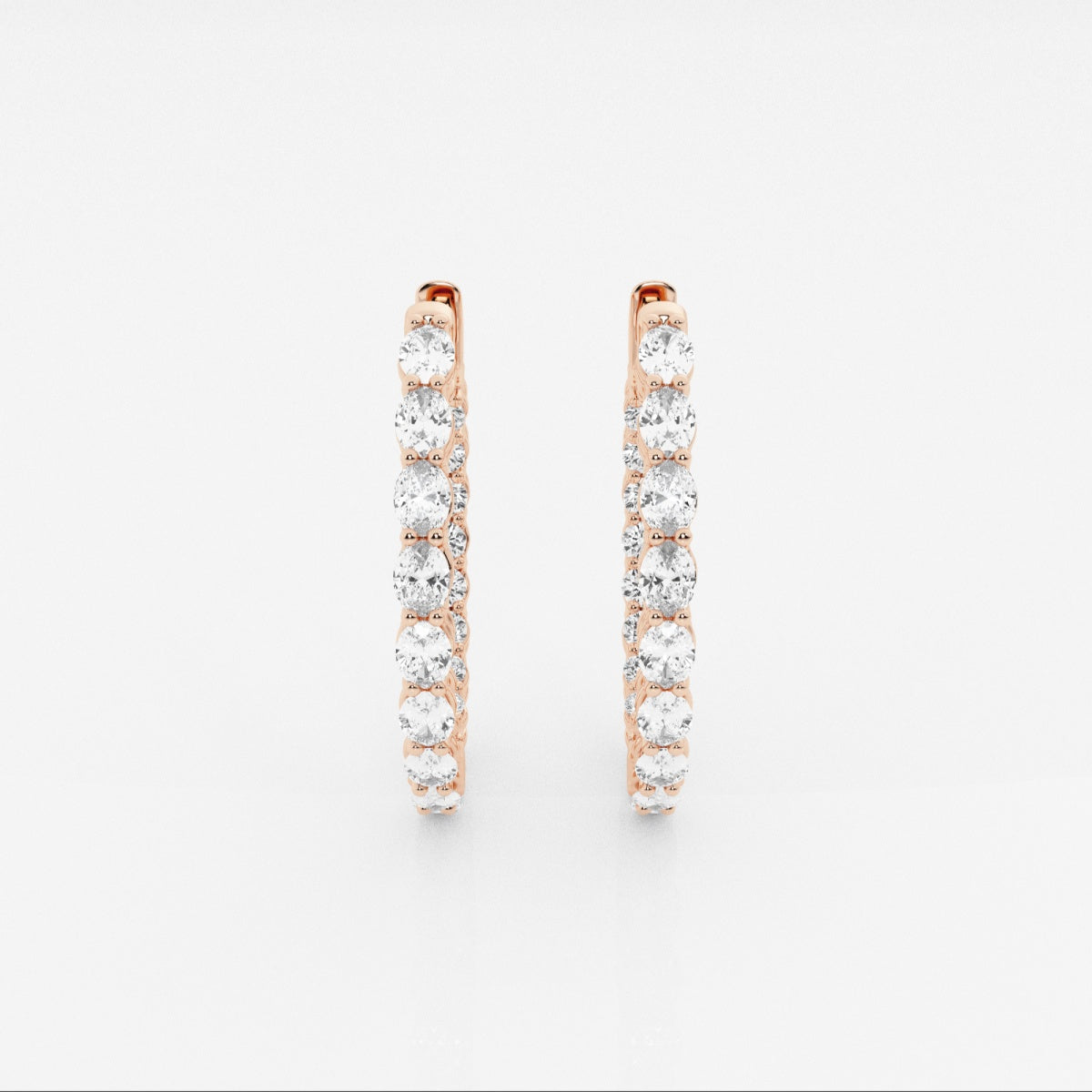 Oval Moissanite Inside Out Hoop Earrings – view 5