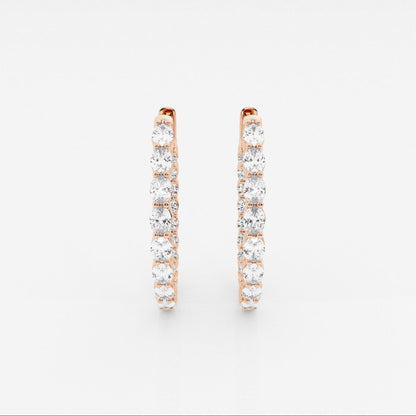 Oval Moissanite Inside Out Hoop Earrings