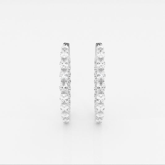 Oval Moissanite Inside Out Hoop Earrings