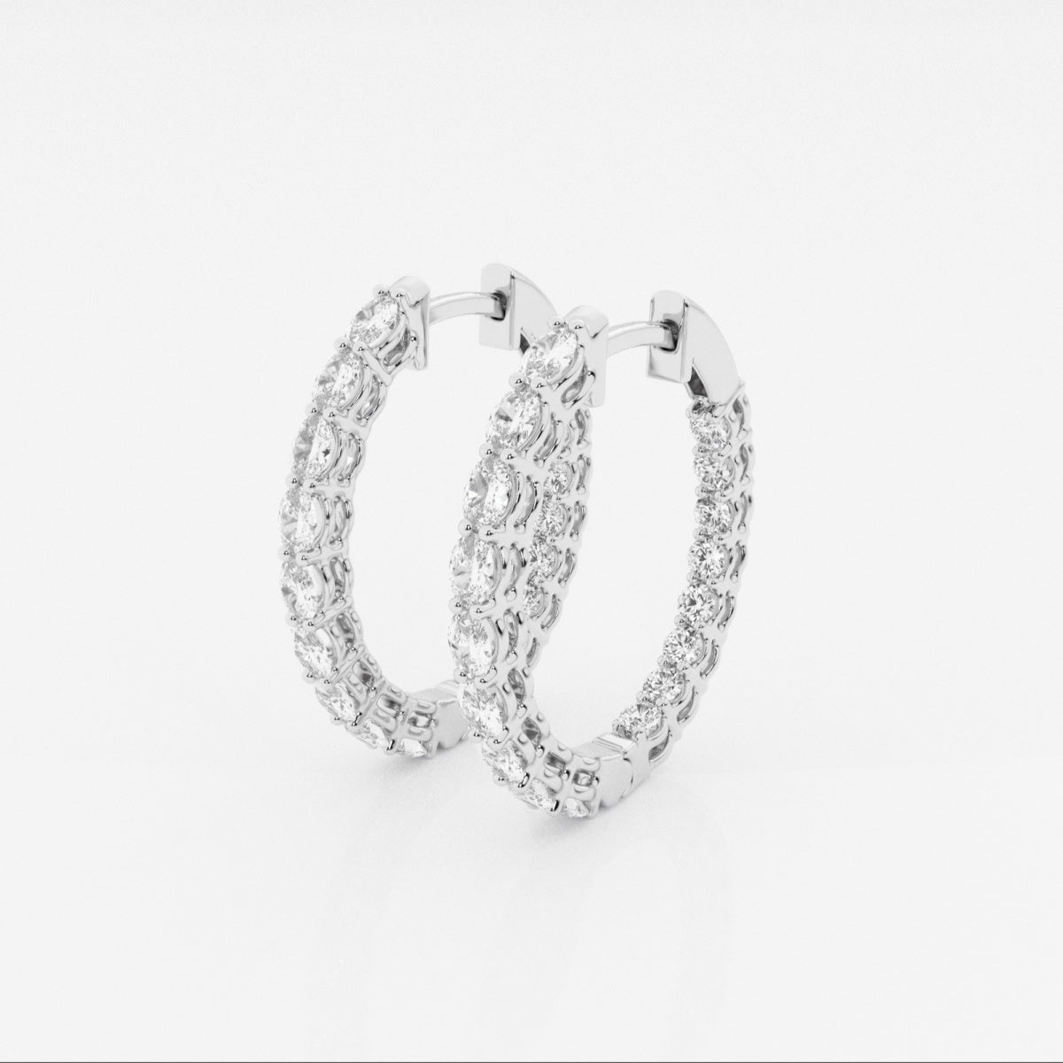 Oval Moissanite Inside Out Hoop Earrings – view 2