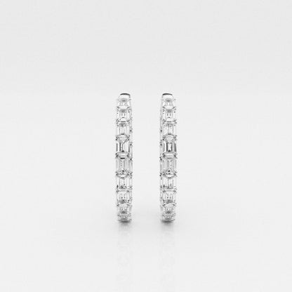 Emerald Moissanite Inside Out Hoop Earrings