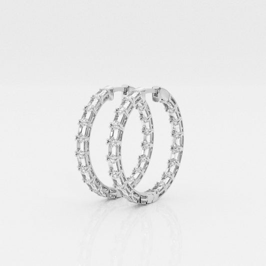 Emerald Moissanite Inside Out Hoop Earrings