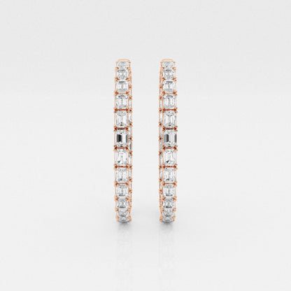 Emerald Moissanite Inside Out Hoop Earrings