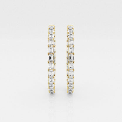 Emerald Moissanite Inside Out Hoop Earrings