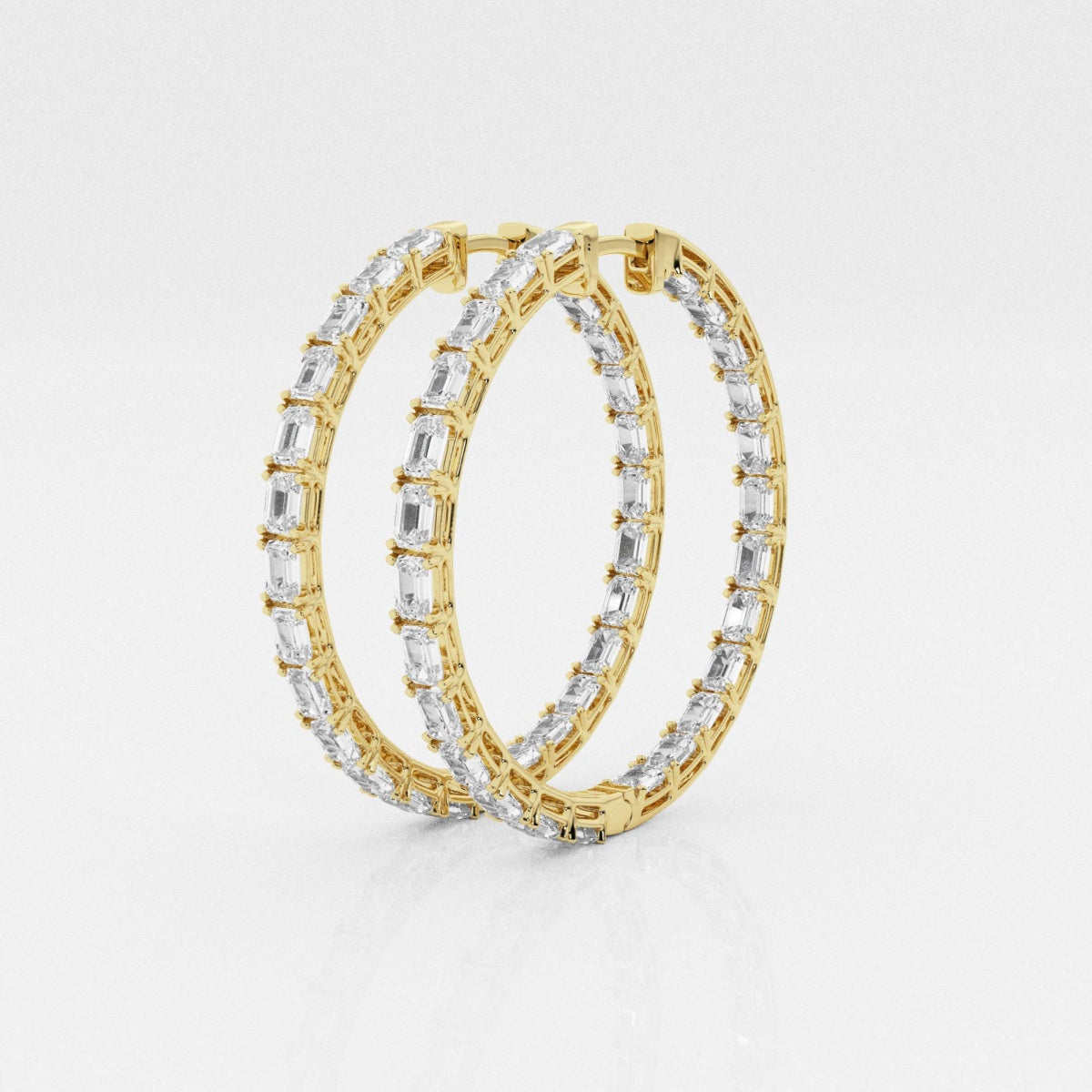 Emerald Moissanite Inside Out Hoop Earrings – view 2