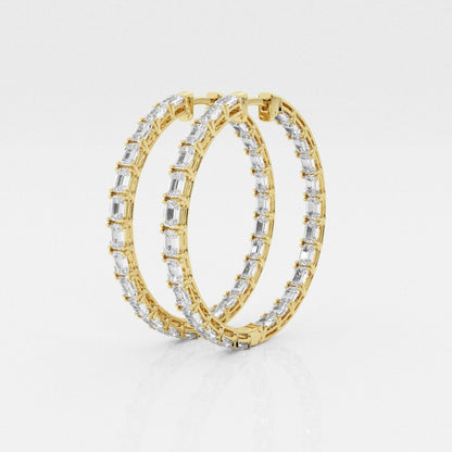 Emerald Moissanite Inside Out Hoop Earrings