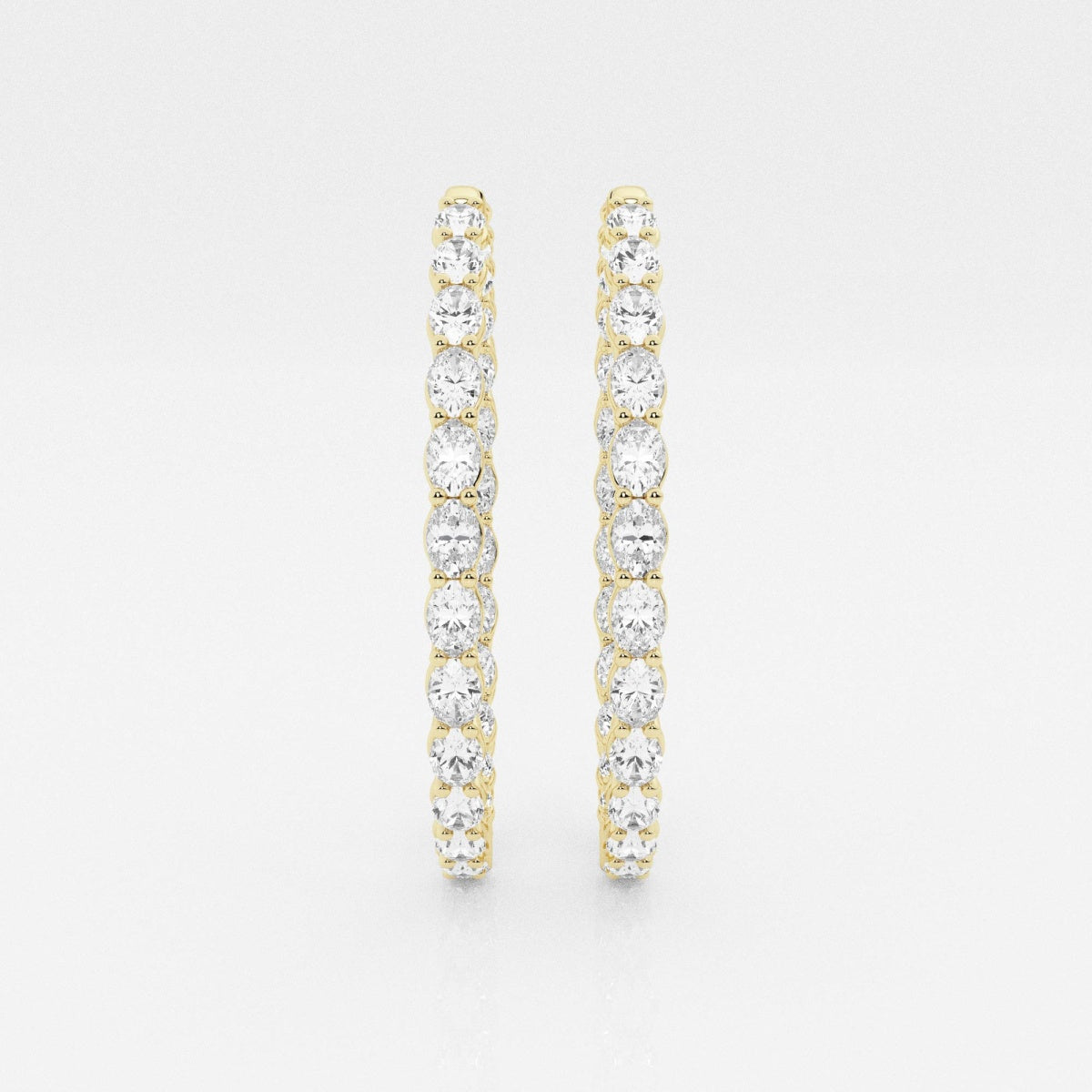 Oval Moissanite Inside Out Hoop Earrings – view 4