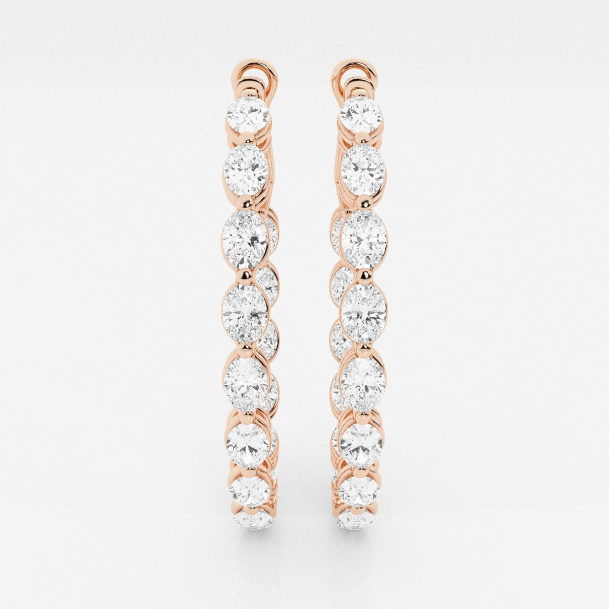 Oval Moissanite Inside Out Hoop Earrings – view 5