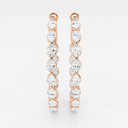 Oval Moissanite Inside Out Hoop Earrings