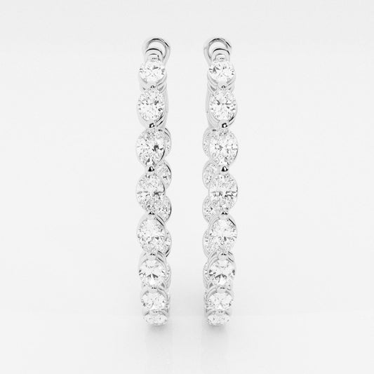 Oval Moissanite Inside Out Hoop Earrings