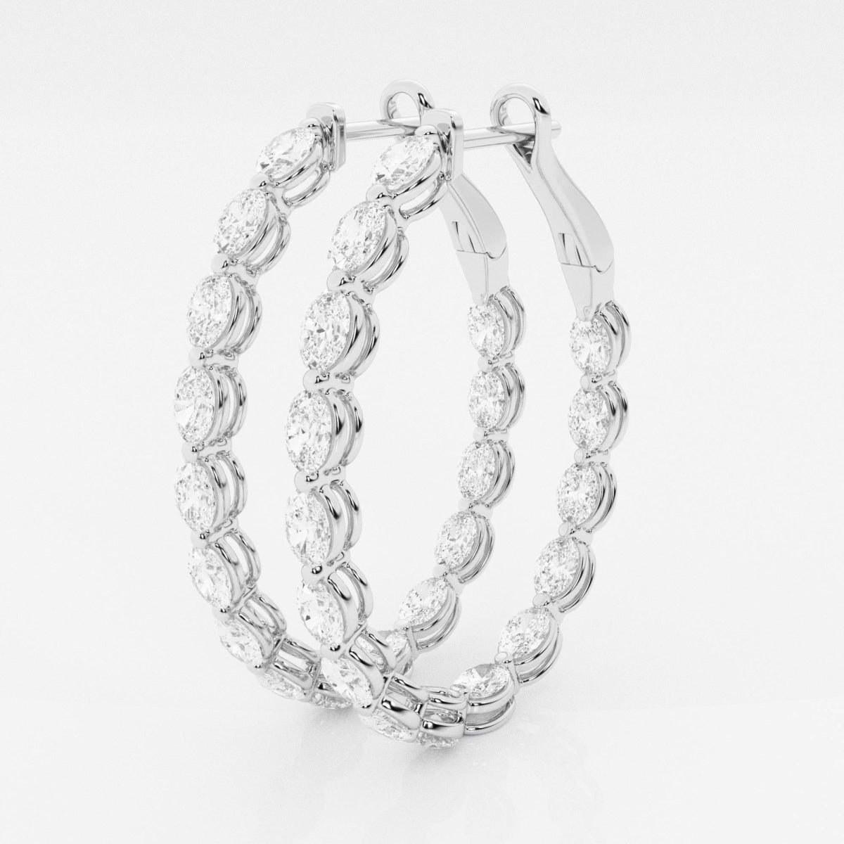 Oval Moissanite Inside Out Hoop Earrings – view 2