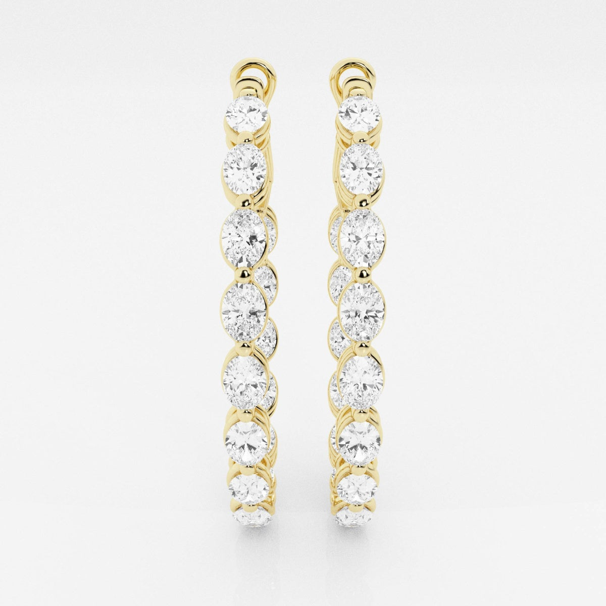 Oval Moissanite Inside Out Hoop Earrings – view 4