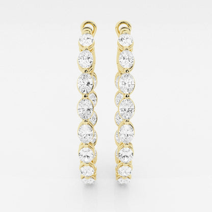 Oval Moissanite Inside Out Hoop Earrings